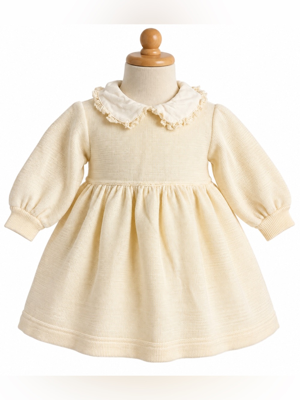 Vintage Mafrat Italy Baby Girl Cream Wool Blend Dress 6 Months